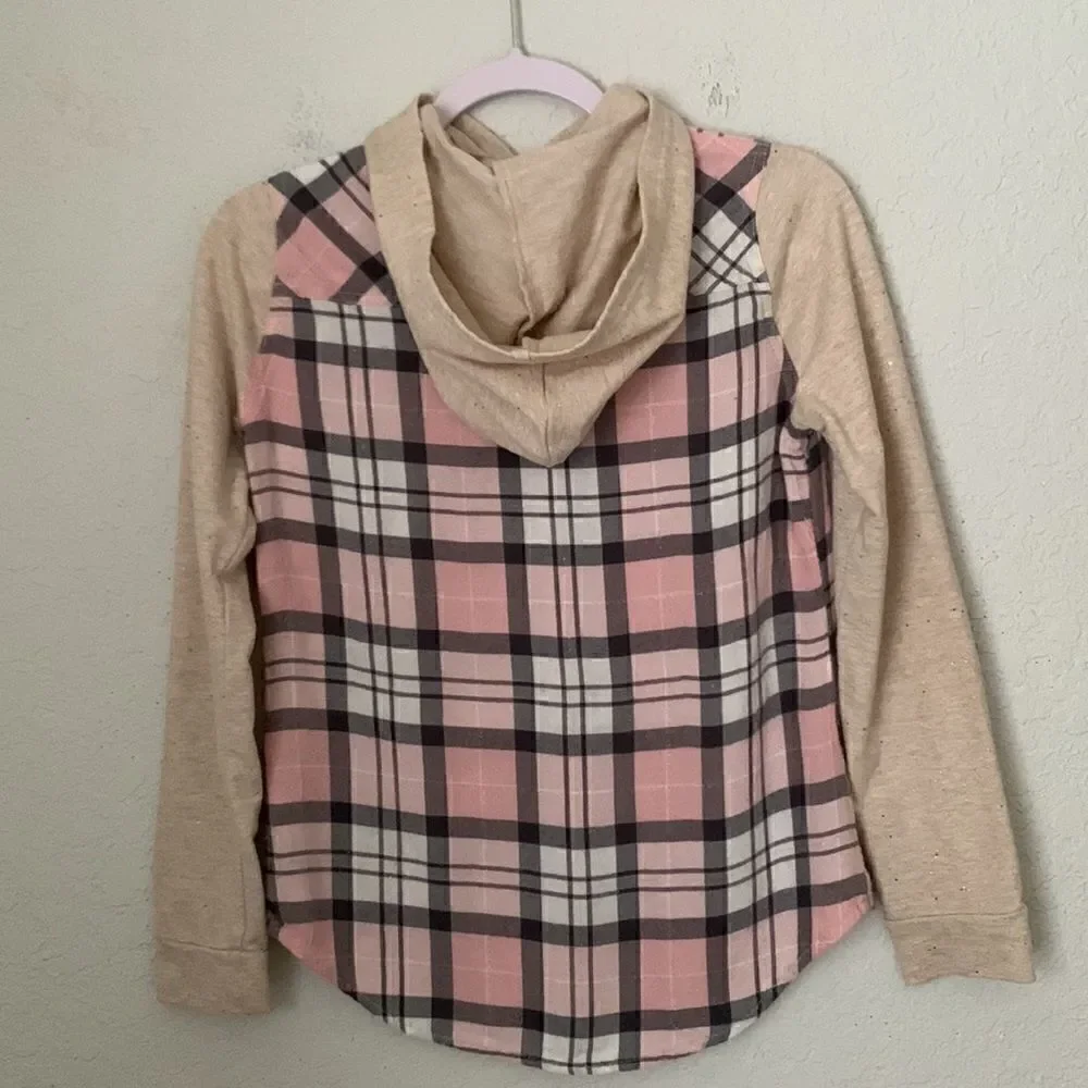 Justice Pink Gray Girls Shirt w/ Hood Size 14